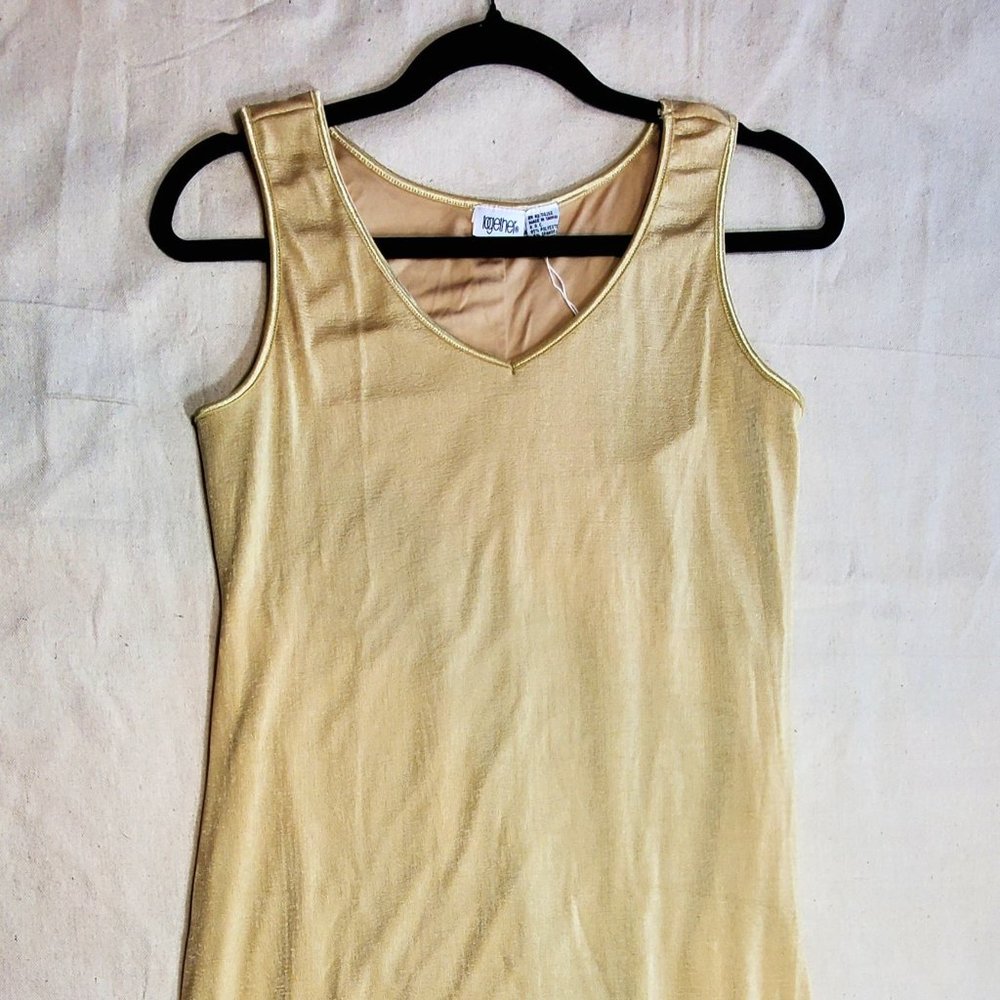 Womans Gold Dress with tassels along bottom - by Together - Size small